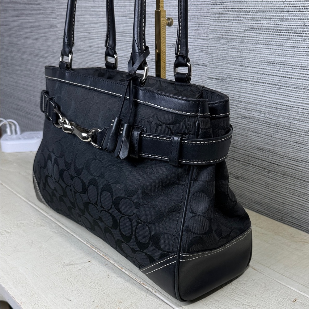 Coach Hamilton Black Signature Canvas Satchel - Picture 3 of 14